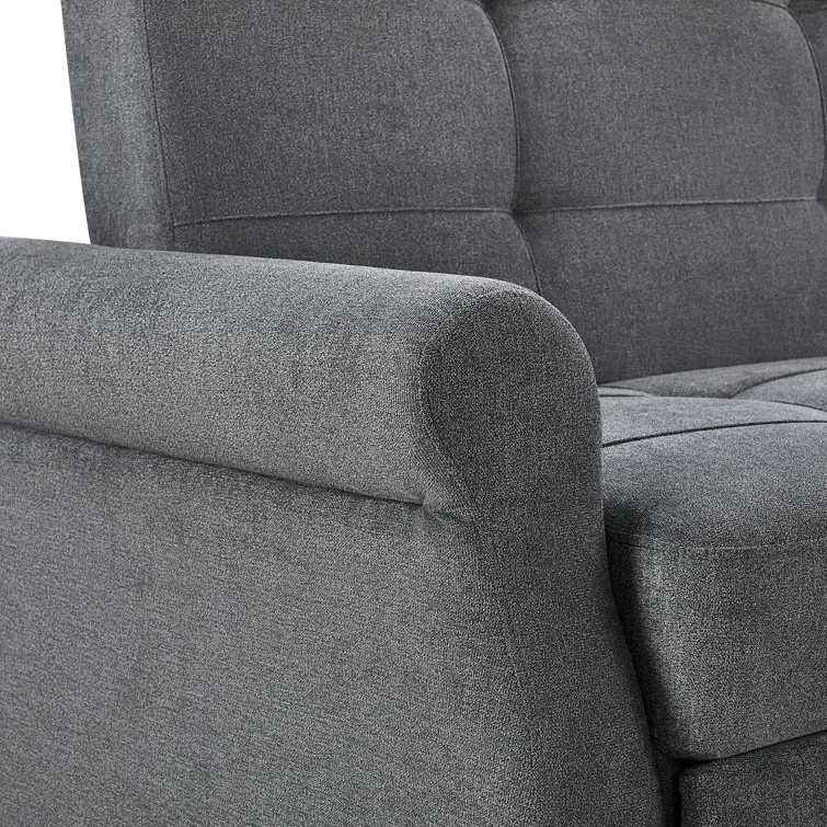 Queen sleeper sofa with arm and back cushions for added comfort.