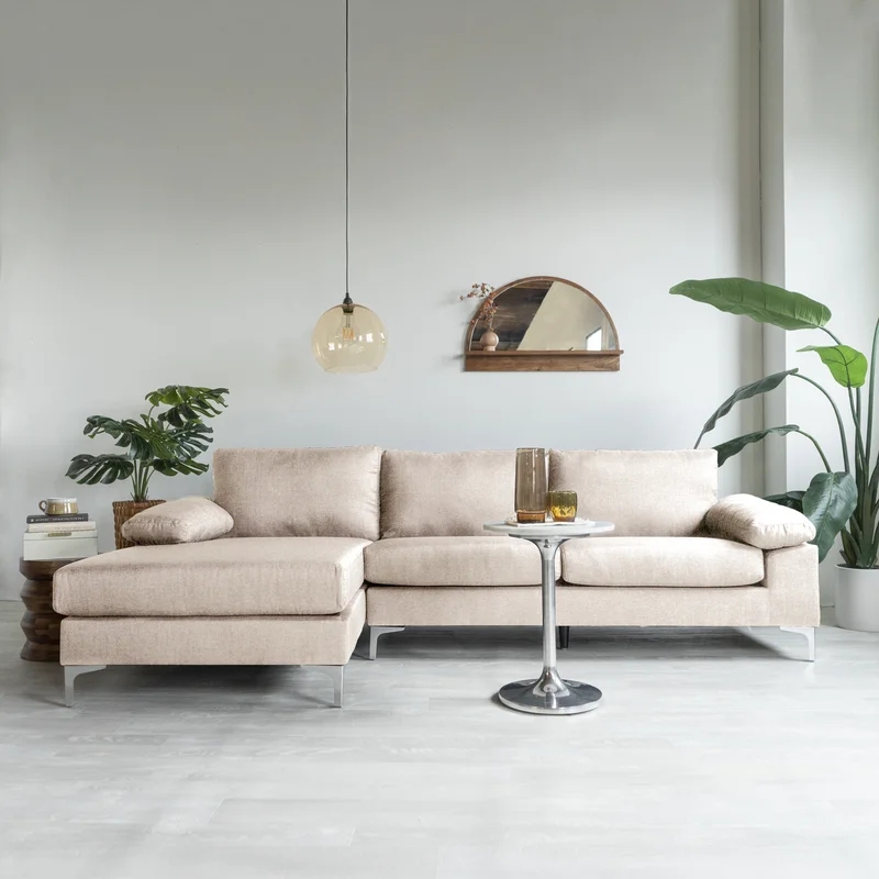 Spacious family room sofa set in neutral upholstery