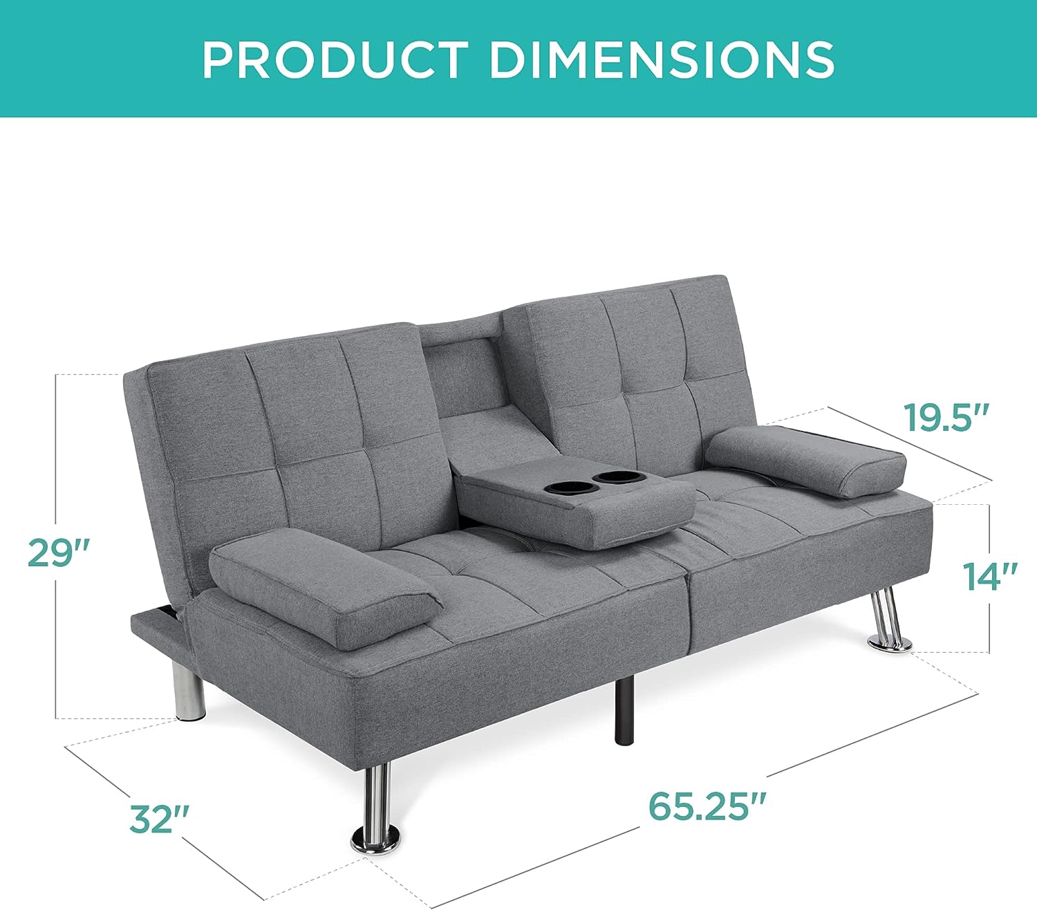 Sleek futon sofa in a contemporary apartment setting.