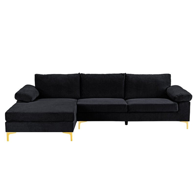 Left facing corner sofa with extended chaise for lounging