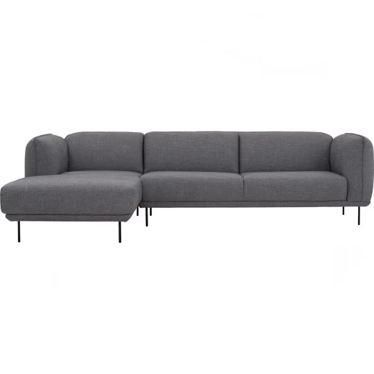Grey L-shaped sectional sofa in a modern living room