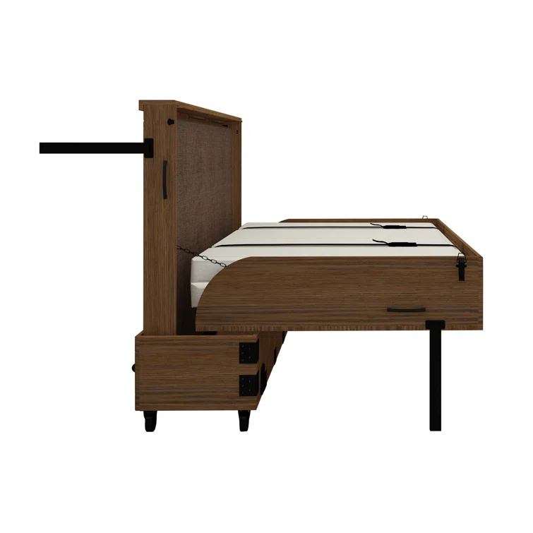 Cabinet bed positioned at the foot of a bed for extra guest space