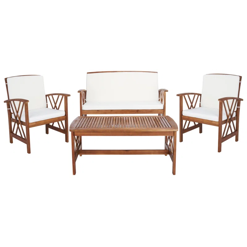 Rattan-style garden seating set with coffee table