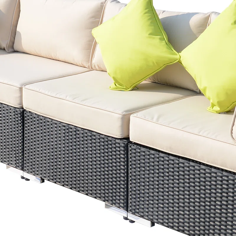 Patio lounge set with coffee table and seating for seven