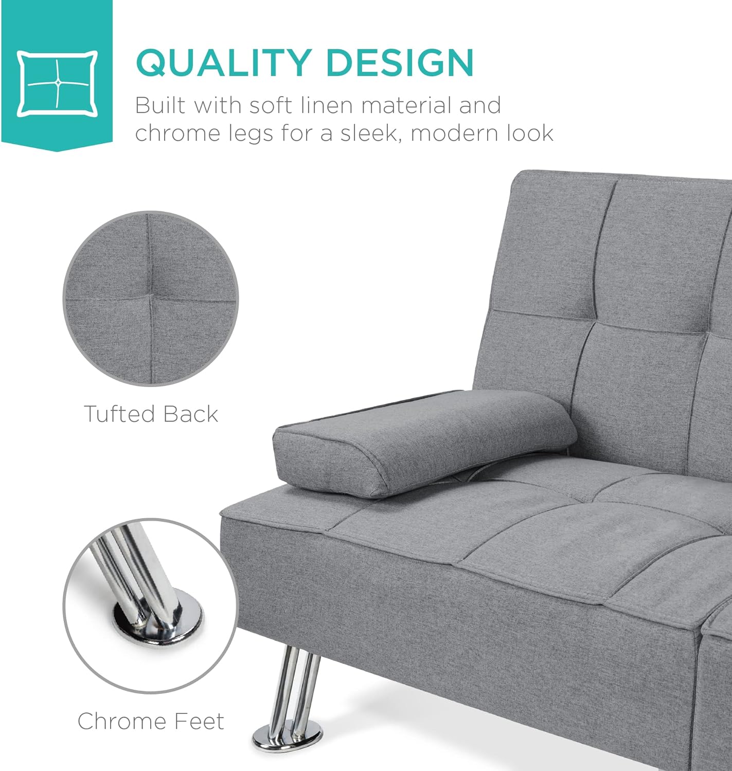 Convertible sofa folded into a comfortable bed.