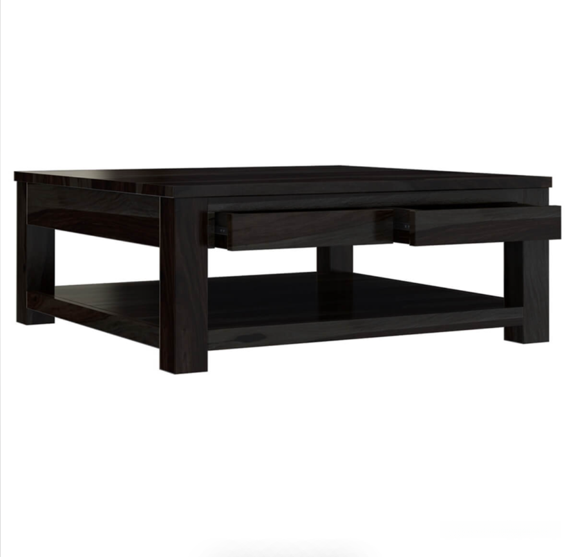 Modern living room centerpiece featuring a substantial square table.