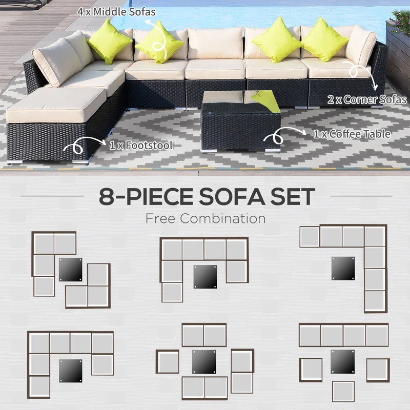 Durable synthetic wicker outdoor seating group
