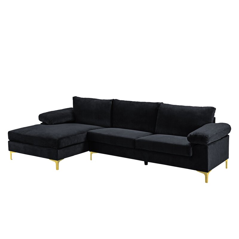 Comfortable sectional couch with left facing ottoman chaise