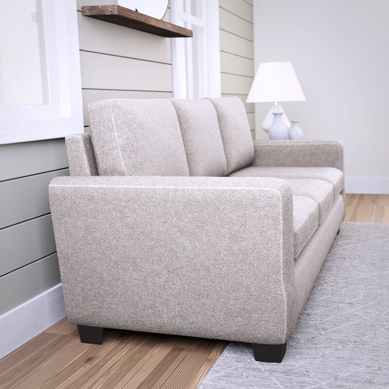 Comfortable loveseat with a structured square arm design